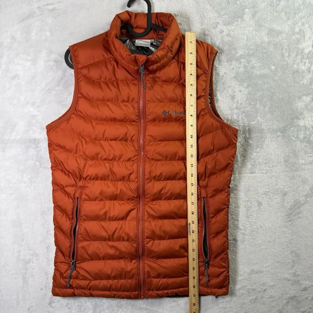 Columbia Omni Heat Puffer Vest Men's Small Orange Hiking Outdoor Pockets Thermal